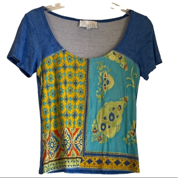 Rare Vintage Boho Festival 2-Piece Set Sz 6 Artsy Bright Print Pants Top USA - Picture 3 of 7